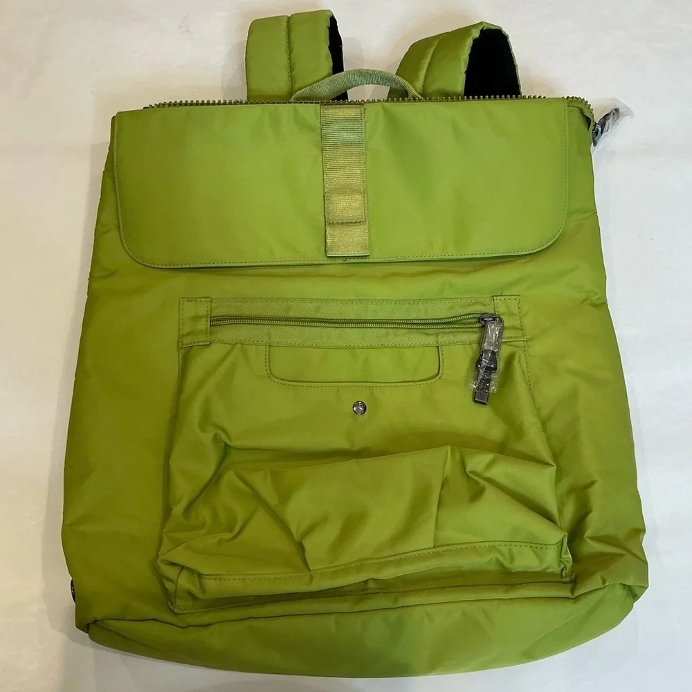 New Baggallini Skedaddle Laptop Backpack in Neon Green